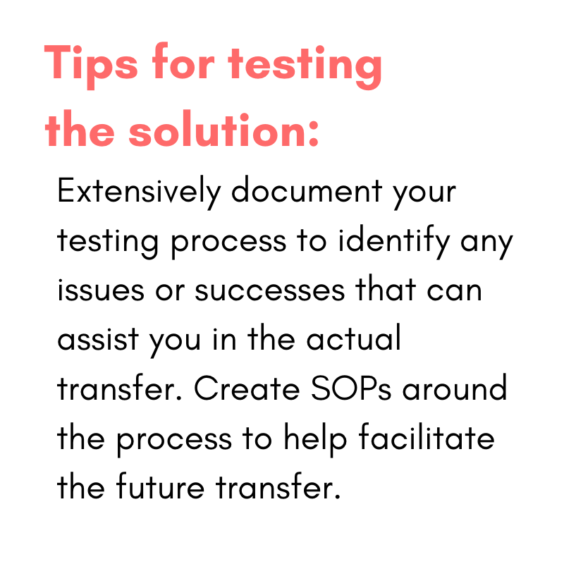 Tips for testing the solution